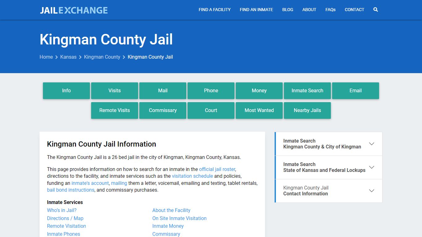Kingman County Jail, KS Inmate Search, Information